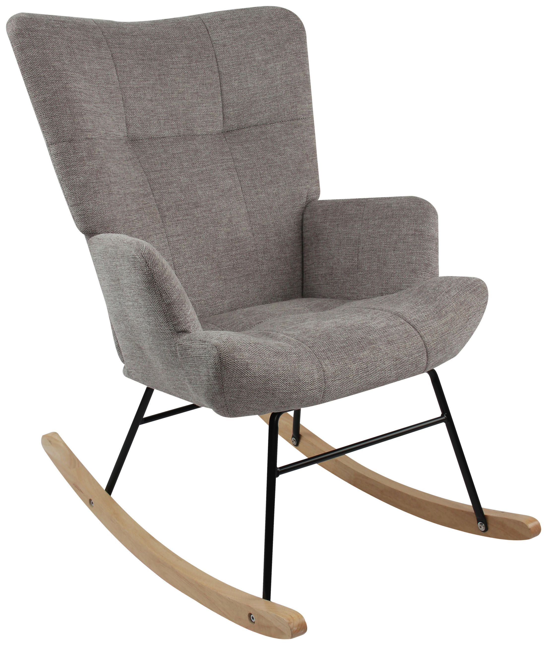 SCHAUKELSTUHL in Webstoff Grau  - Schwarz/Naturfarben, MODERN, Holz/Textil (63/91/52cm) - Livetastic