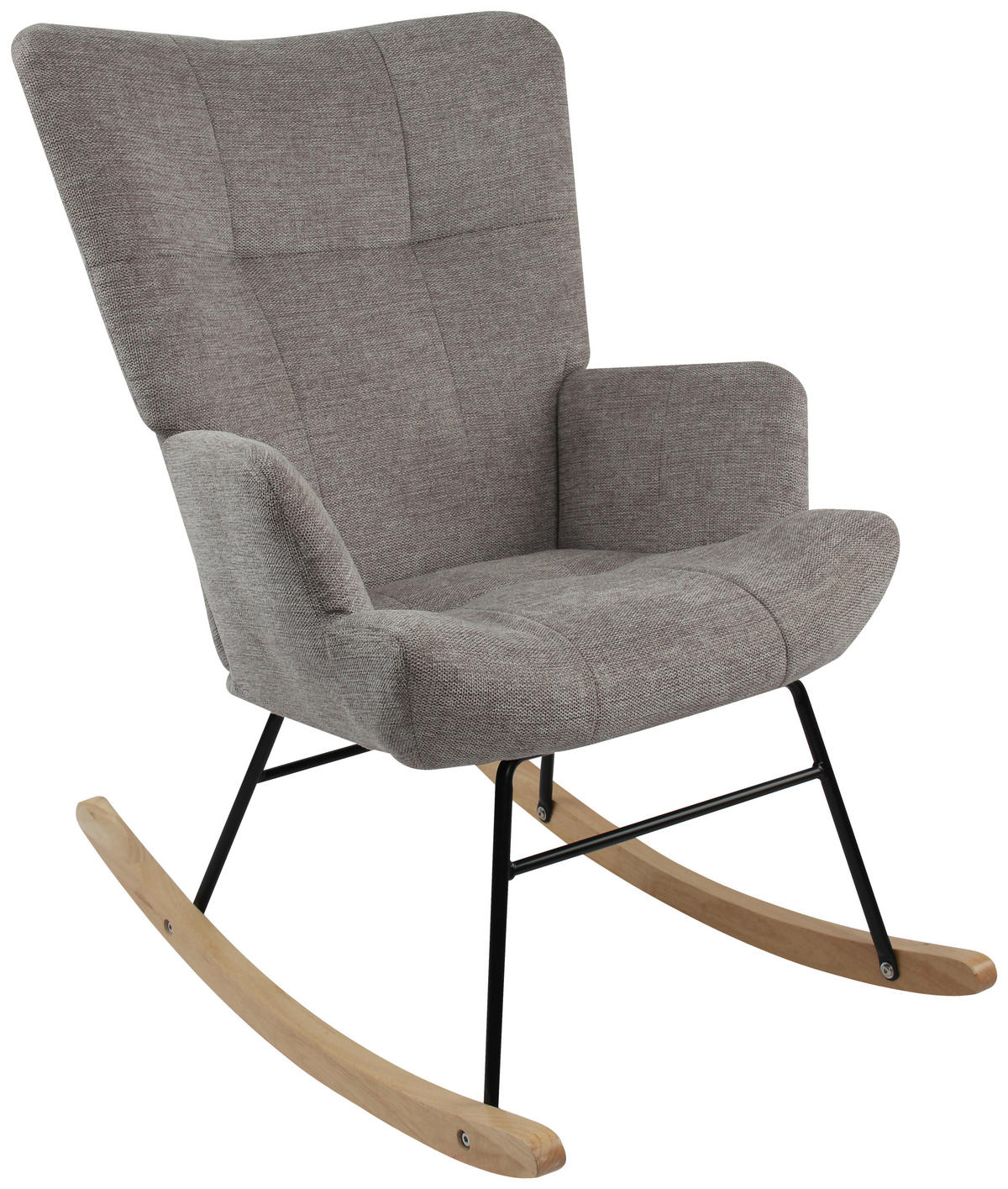 SCHAUKELSTUHL in Webstoff Grau  - Schwarz/Naturfarben, MODERN, Holz/Textil (63/91/52cm) - Livetastic