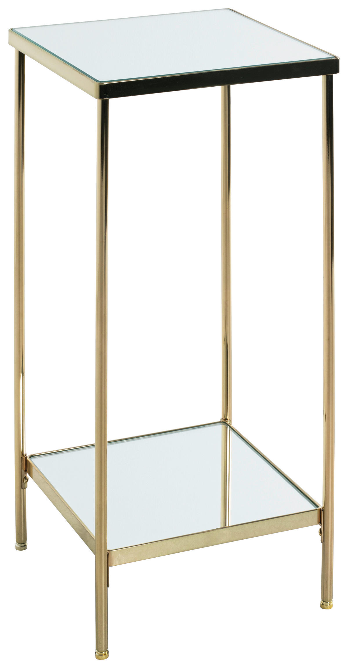 BEISTELLTISCH 28/28/66 cm Messingfarben quadratisch  - Messingfarben, Trend, Glas/Metall (28/28/66cm)