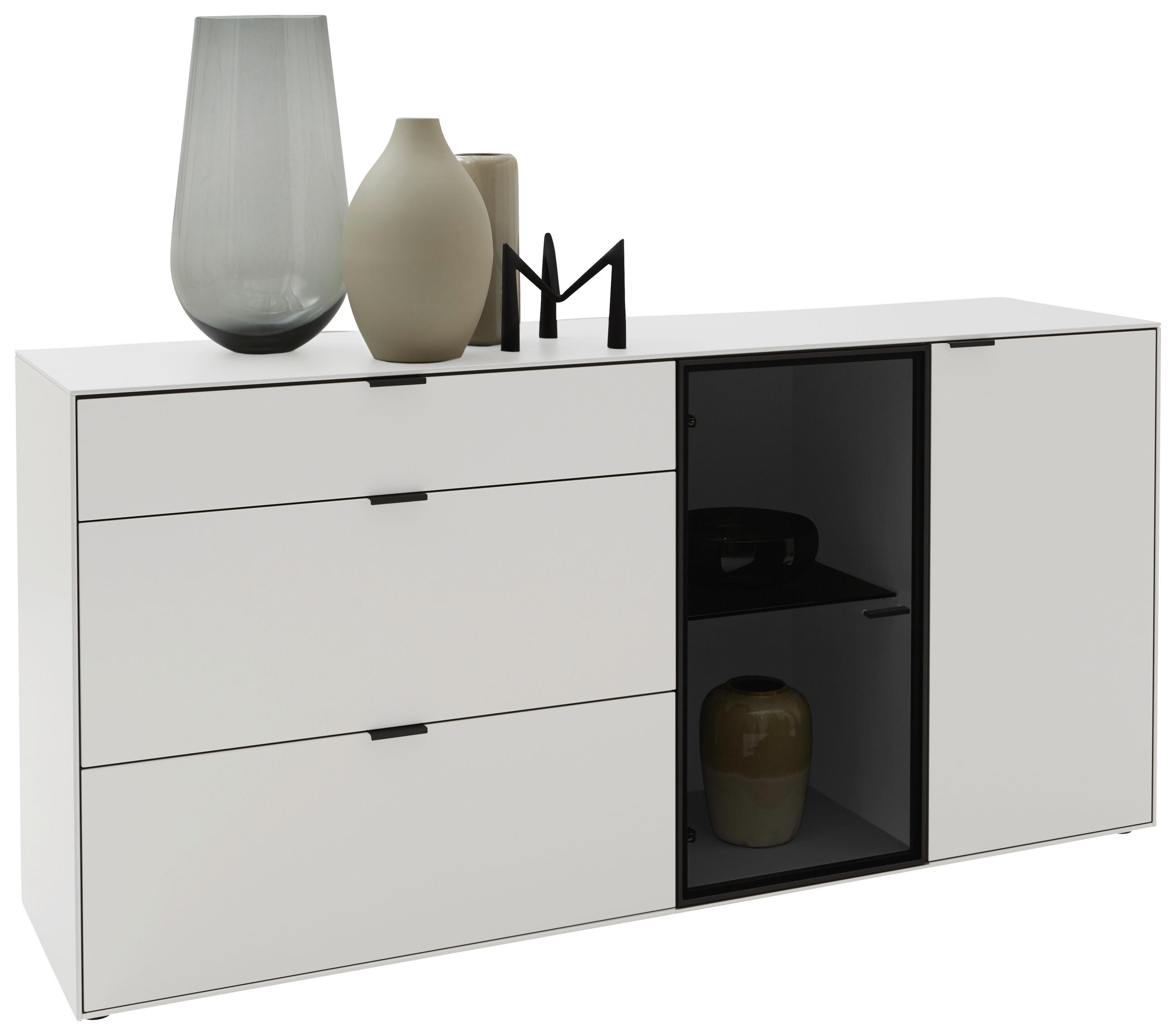 SIDEBOARD Weiss  181,9/87,9/45,2 cm  - Weiss/Schwarz, Design, Glas/Holz (181,9/87,9/45,2cm) - Dieter Knoll