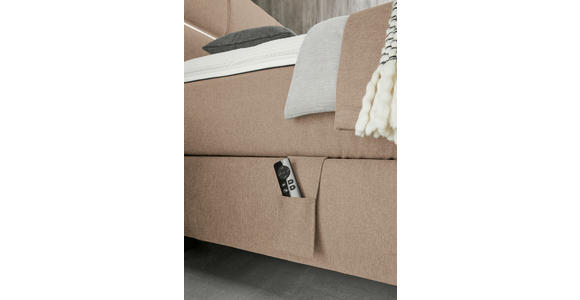 BOXSPRINGBETT 180/200 cm,  in Beige, motorische Verstellbarkeit, Matratzen, H4 + H4 = sehr fest  - Beige/Schwarz, Design, Kunststoff/Textil (180/200cm) - Dieter Knoll