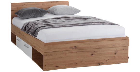Bett Box 140x200 Artisan Eiche/Alpinweiß - Blau/Eichefarben, MODERN, Holzwerkstoff (140/200cm) - Ombra