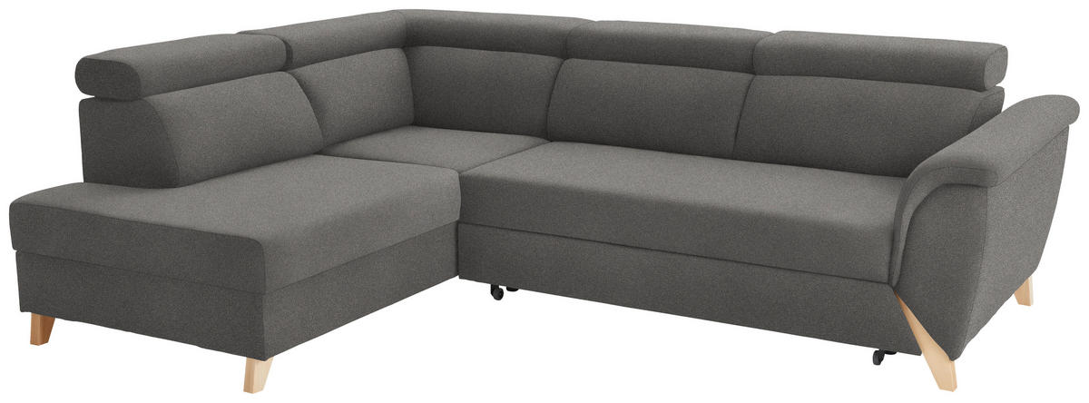 ECKSOFA  in Chenille Dunkelbraun  200/265 cm  - Dunkelbraun/Naturfarben, KONVENTIONELL, Holz/Textil (200/265cm) - Stylife