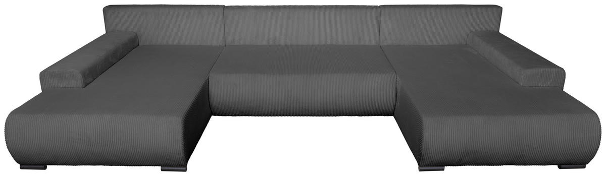 WOHNLANDSCHAFT Anthrazit Cord  - Anthrazit/Schwarz, KONVENTIONELL, Textil/Metall (191/351/191cm) - Carryhome