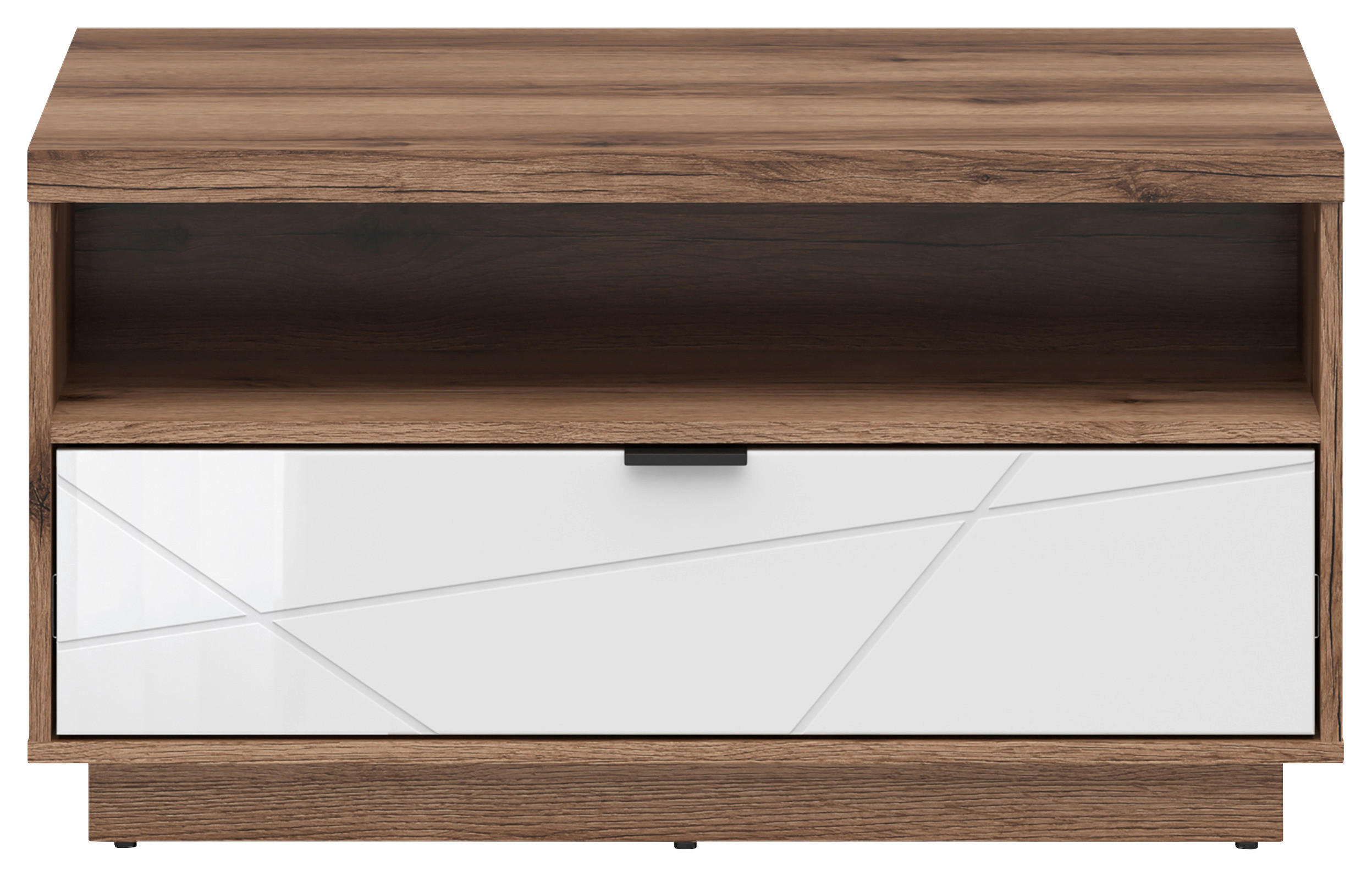 COUCHTISCH in Holzwerkstoff 90/60/48,5 cm - Weiss Hochglanz/Eichefarben, Design, Holzwerkstoff/Kunststoff (90/60/48,5cm)