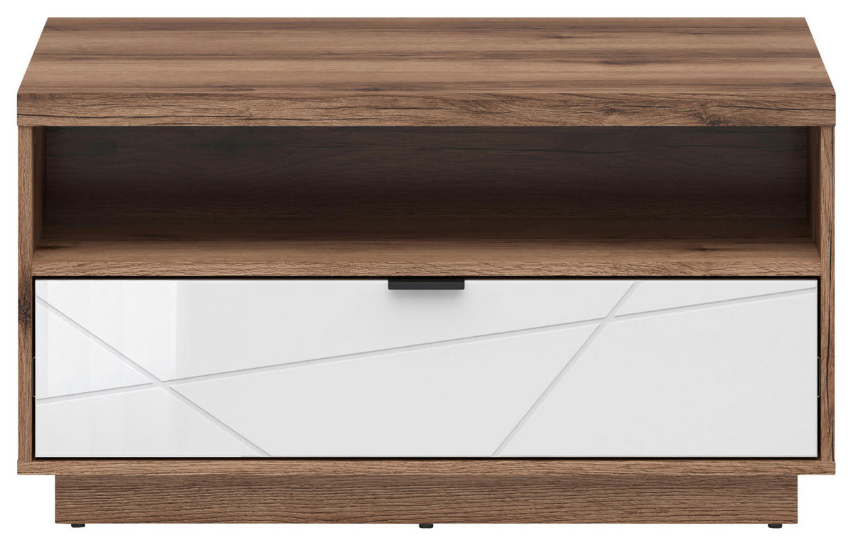 COUCHTISCH in Holzwerkstoff 90/60/48,5 cm  - Weiss Hochglanz/Eichefarben, Design, Holzwerkstoff/Kunststoff (90/60/48,5cm)