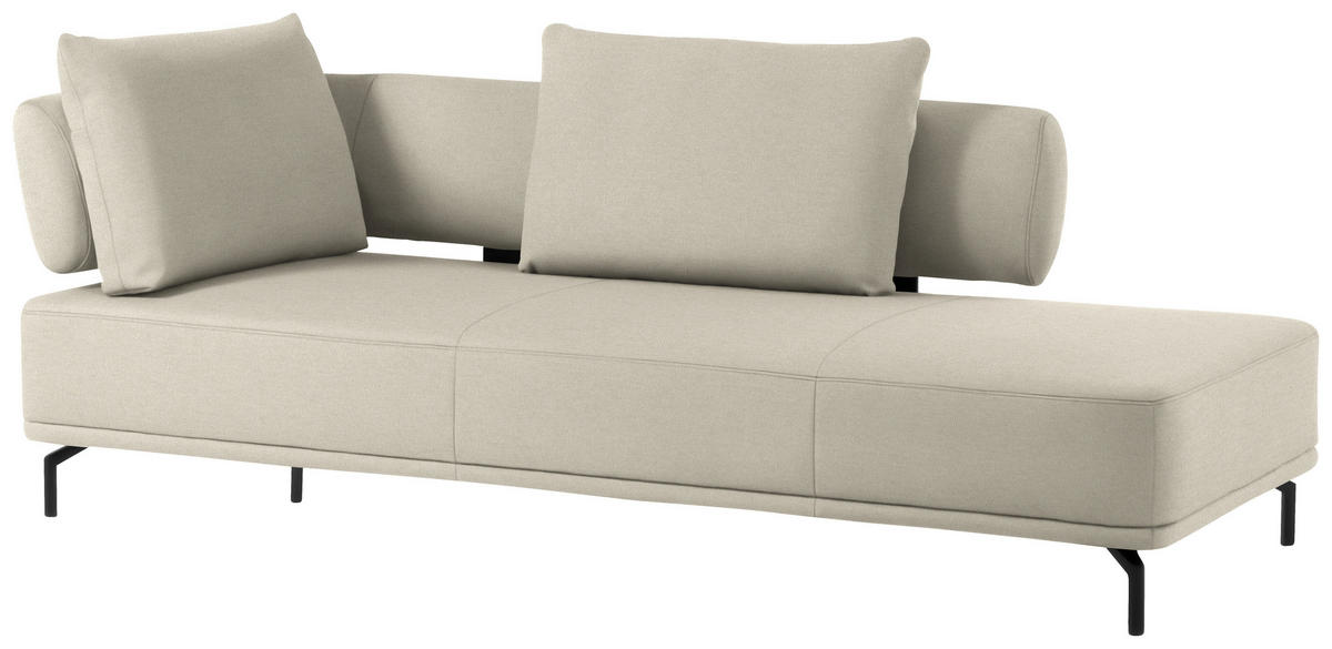 RÉCAMIERE in Flachgewebe Creme  - Creme/Schwarz, Design, Textil/Metall (227/89/101cm) - Dieter Knoll