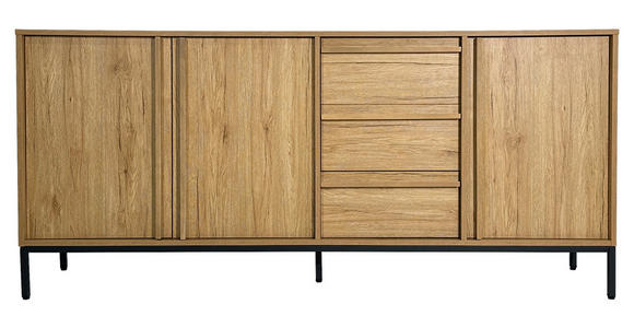 SIDEBOARD WABI in 180/81/40 cm - Eichefarben/Schwarz, Design, Holz/Holzwerkstoff (180/81/40cm) - Xora