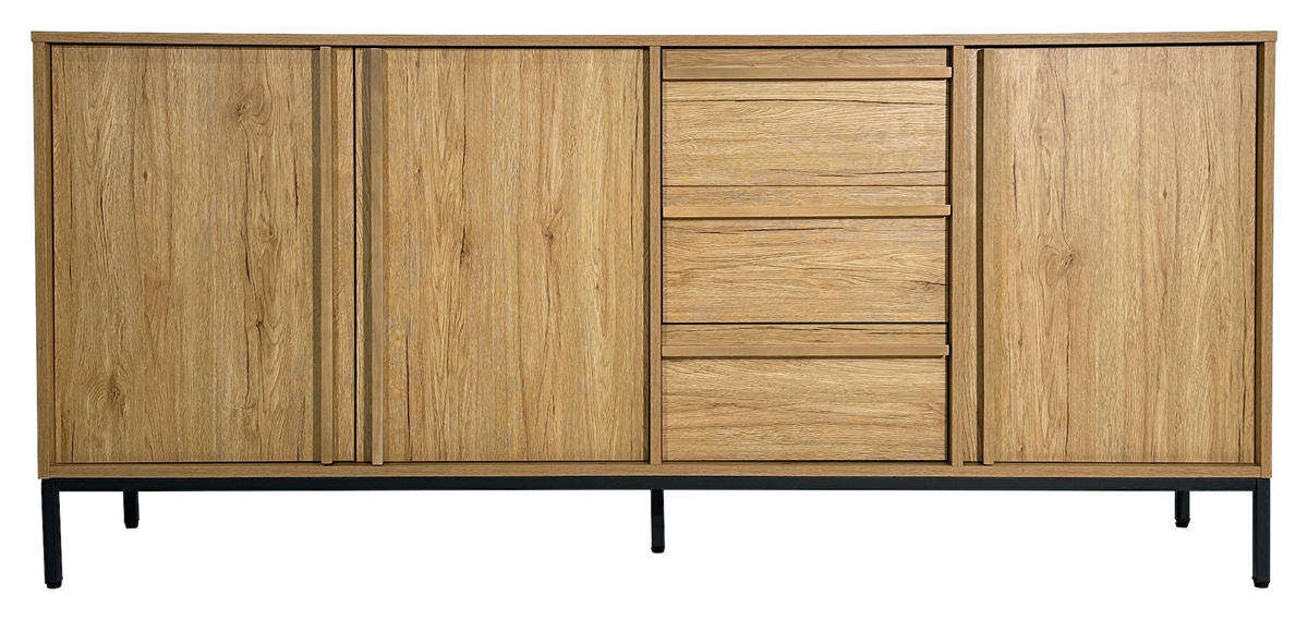SIDEBOARD WABI  in 180/81/40 cm  - Eichefarben/Schwarz, Design, Holz/Holzwerkstoff (180/81/40cm) - Xora