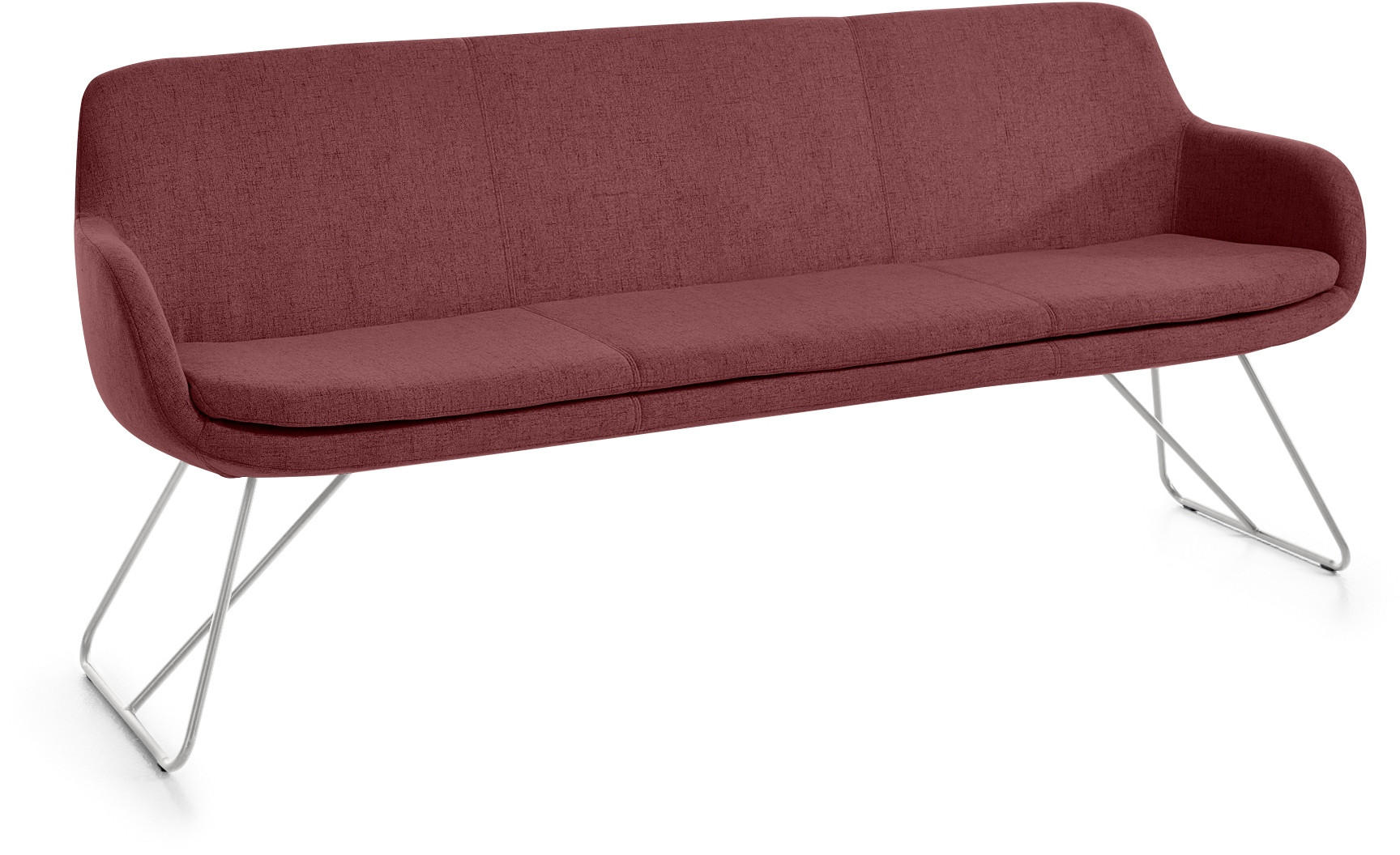 SITZBANK 180/87/65 cm Webstoff Bordeaux Metall  - Edelstahlfarben/Bordeaux, Design, Textil/Metall (180/87/65cm) - Musterring