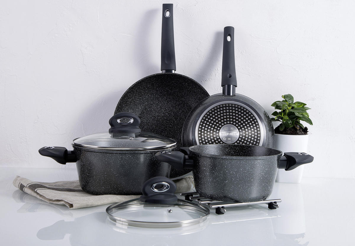 KOCHTOPFSET 6-teilig  - Transparent/Schwarz, Basics, Glas/Kunststoff