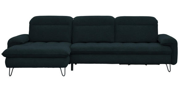 ECKSOFA in Flachgewebe Petrol  - Petrol/Schwarz, LIFESTYLE, Textil/Metall (180/310cm) - Valnatura