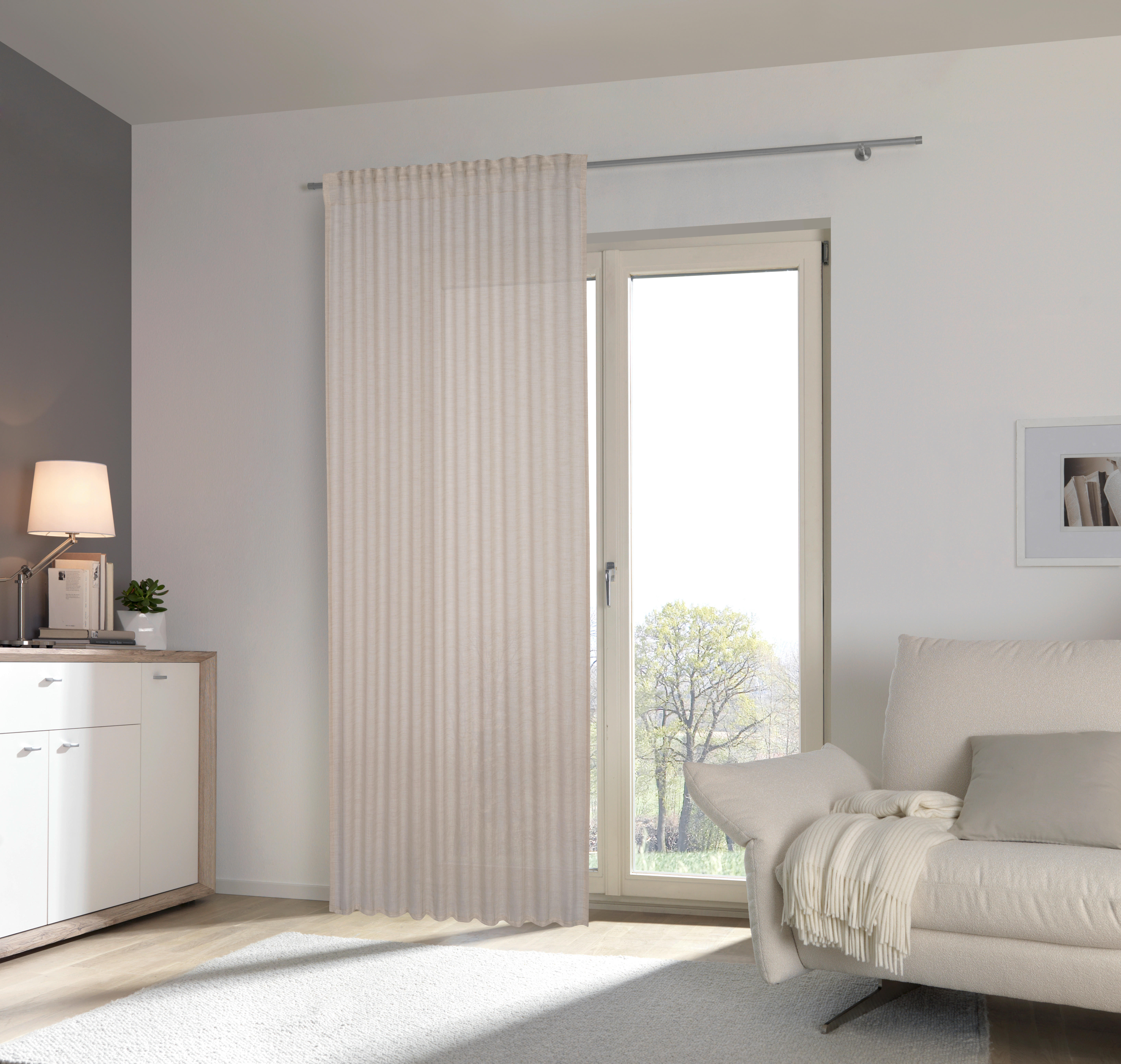 FERTIGVORHANG transparent  - Sandfarben, Basics, Textil (140/245cm) - Esposa