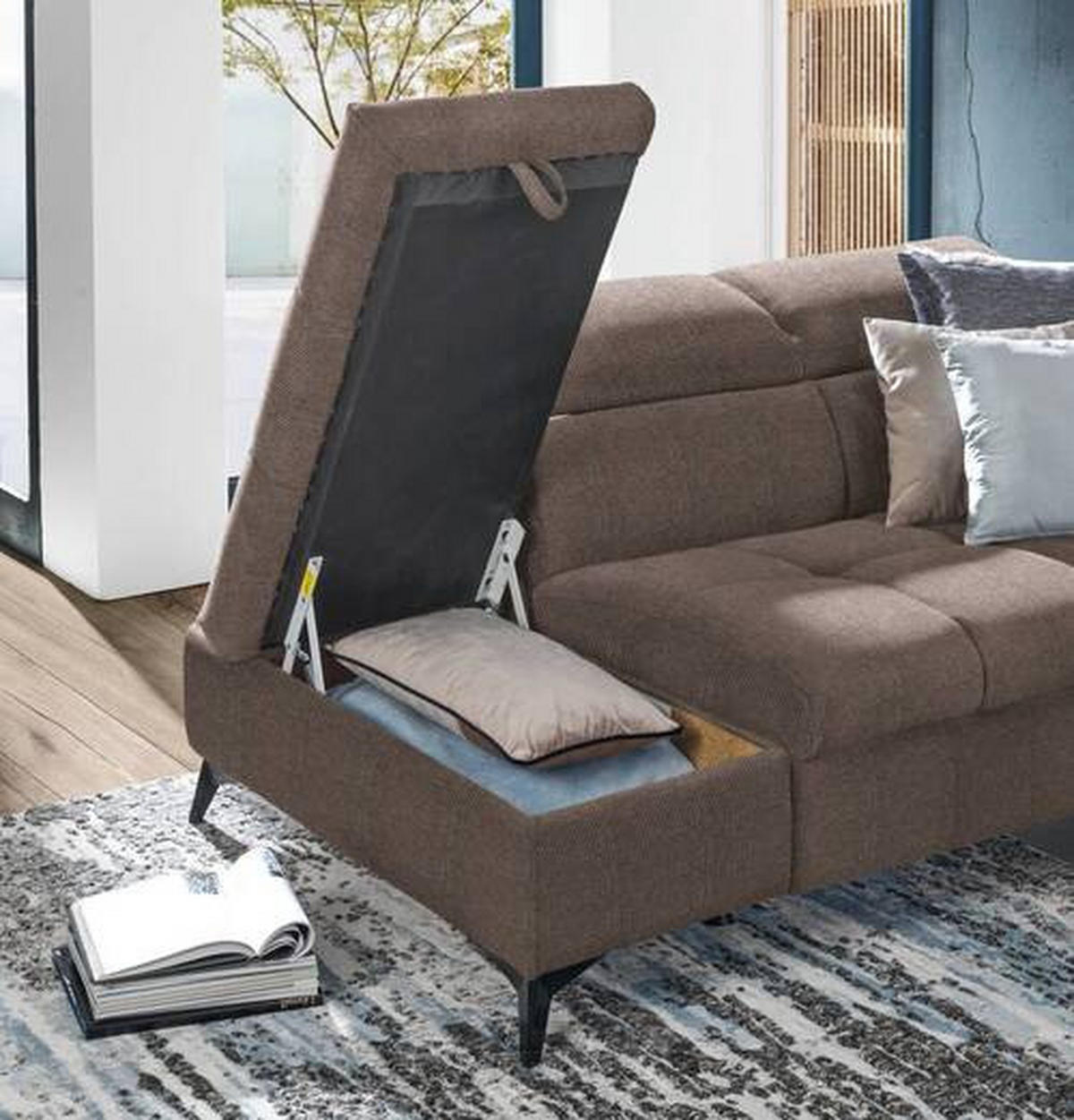 ECKSOFA in Mikrofaser Taupe  210/279 cm  - Taupe/Schwarz, Design, Kunststoff/Textil (210/279cm) - Stylife