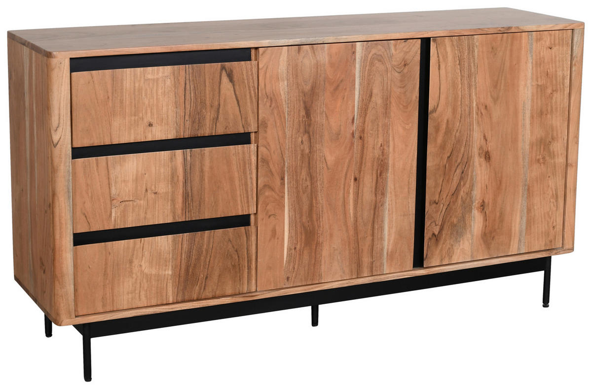 SIDEBOARD  in 150/80/40 cm  - Schwarz/Akaziefarben, Natur, Holz/Holzwerkstoff (150/80/40cm) - Carryhome