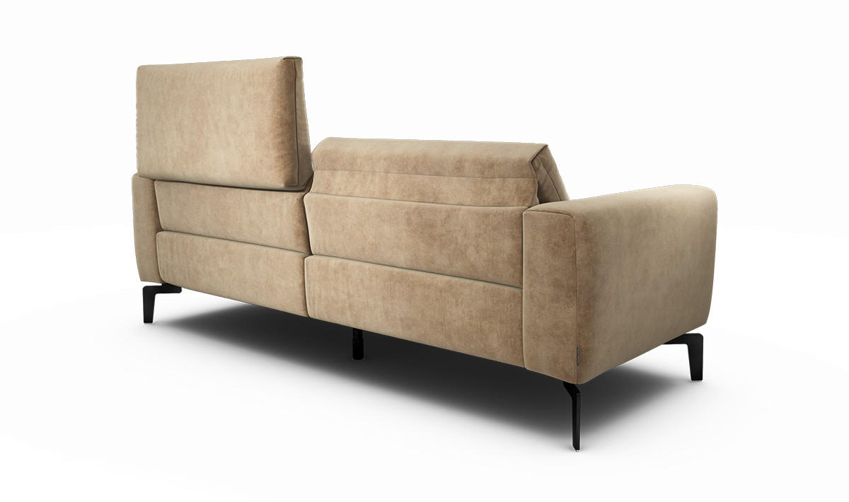 2,5-SITZER Samt Sandfarben  - Sandfarben/Schwarz, Design, Textil/Metall (220/86/86-94cm) - SENSOO