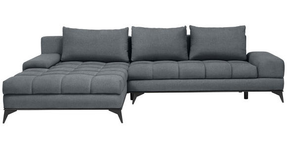 ECKSOFA in Webstoff Blau, Grau  - Blau/Schwarz, Design, Textil/Metall (212/315cm) - Carryhome