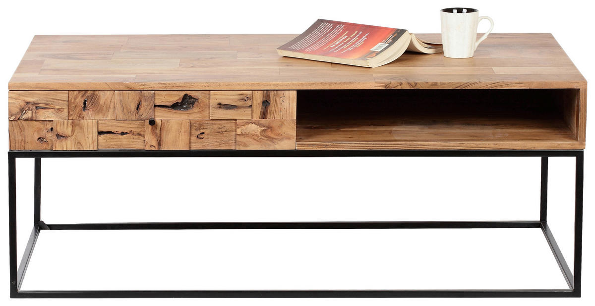 KLUB STOČIĆ  boja akacije  - boja akacije/crna, Trendi, drvo/metal (110/55/45cm) - Carryhome