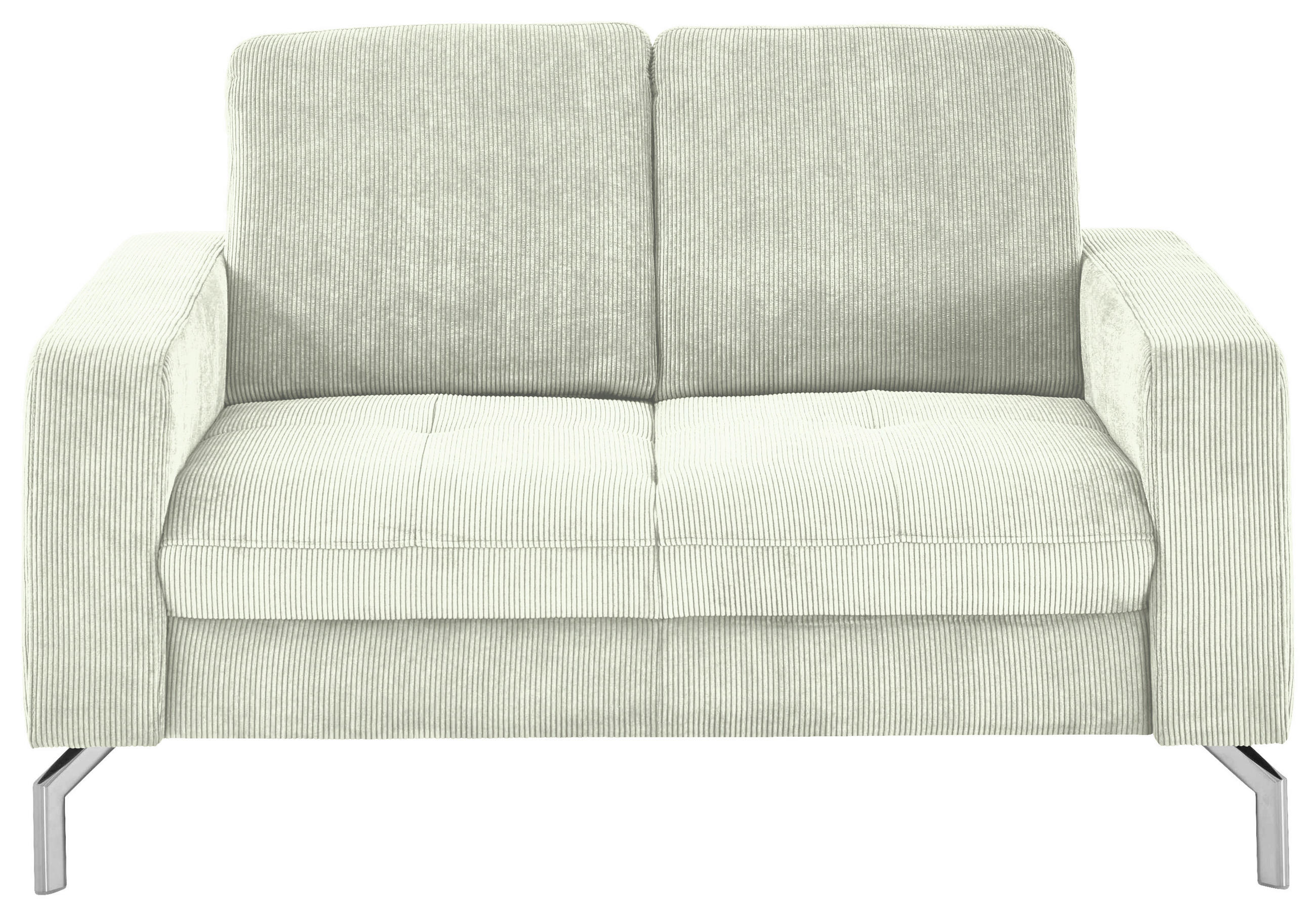 2-SITZER-SOFA  in Feincord Creme  - Chromfarben/Creme, Design, Textil/Metall (142/87/105cm) - Beldomo Style
