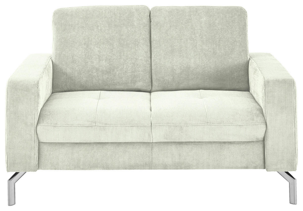 2-SITZER-SOFA  in Feincord Creme  - Chromfarben/Creme, Design, Textil/Metall (142/87/105cm) - Beldomo Style
