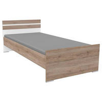 BETT 90/200 cm Weiß, Eiche San Remo  - Alufarben/Weiß, KONVENTIONELL (90/200cm) - Boxxx