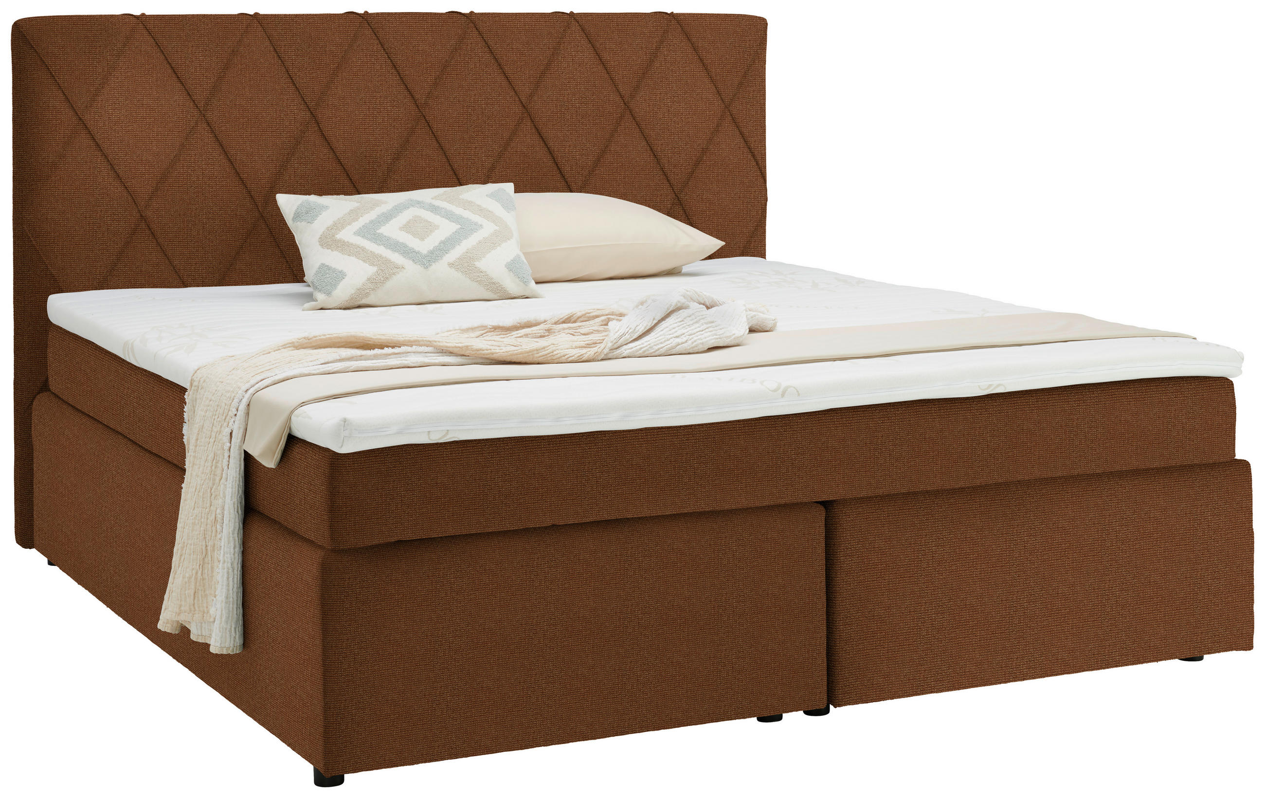 BOXSPRINGBETT 180/200 cm  in Rostfarben  - Rostfarben/Schwarz, Design, Kunststoff/Textil (180/200cm) - Xora