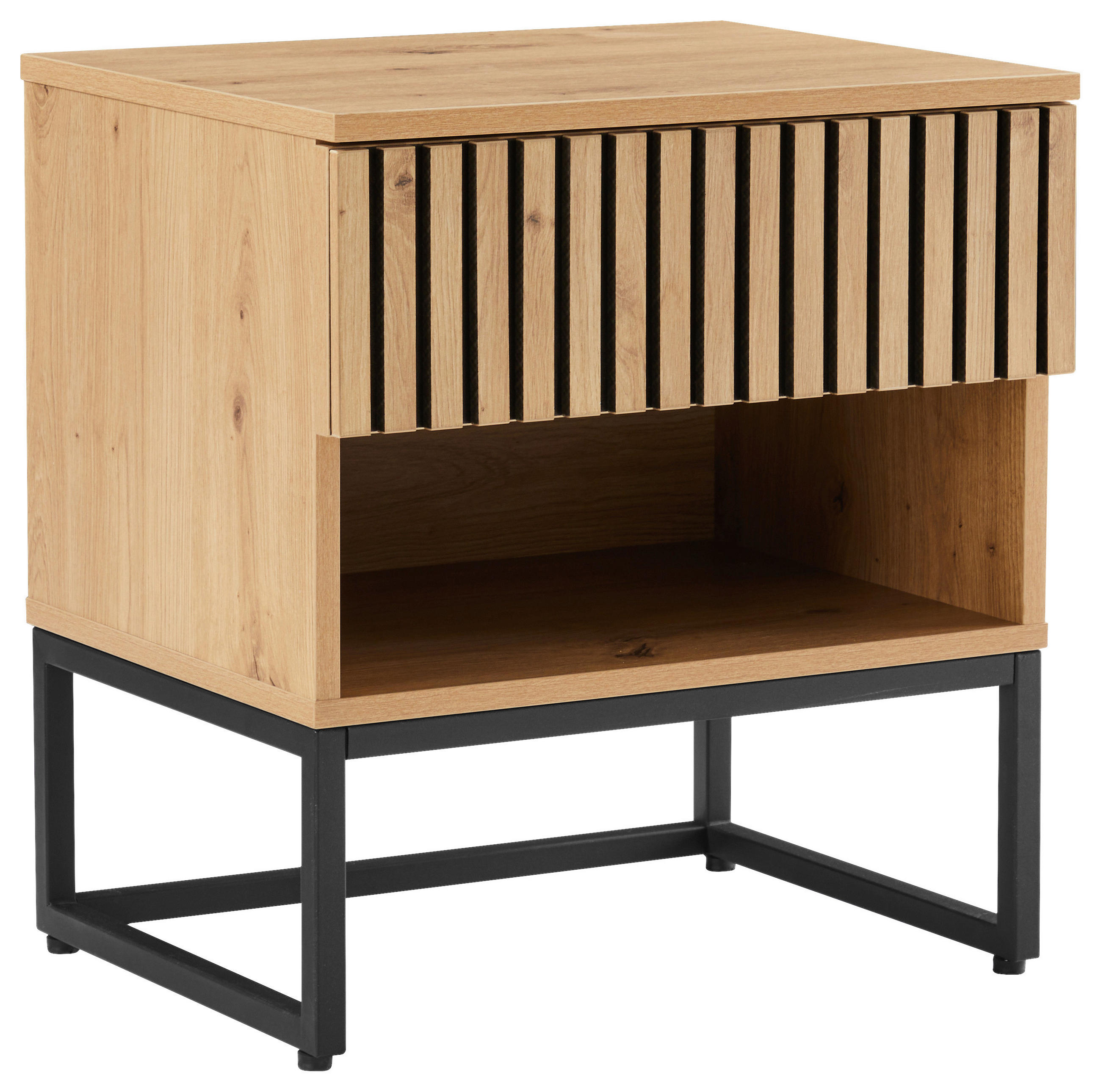 NACHTTISCH 50/55/40 cm, Eiche Artisan,  - Schwarz/Eiche Artisan, Modern, Holzwerkstoff/Metall (50/55/40cm) - Xora