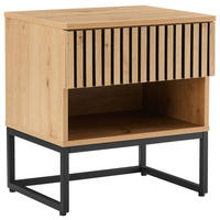NACHTTISCH 50/55/40 cm, Eiche Artisan,  - Schwarz/Eiche Artisan, Modern, Holzwerkstoff/Metall (50/55/40cm) - Xora