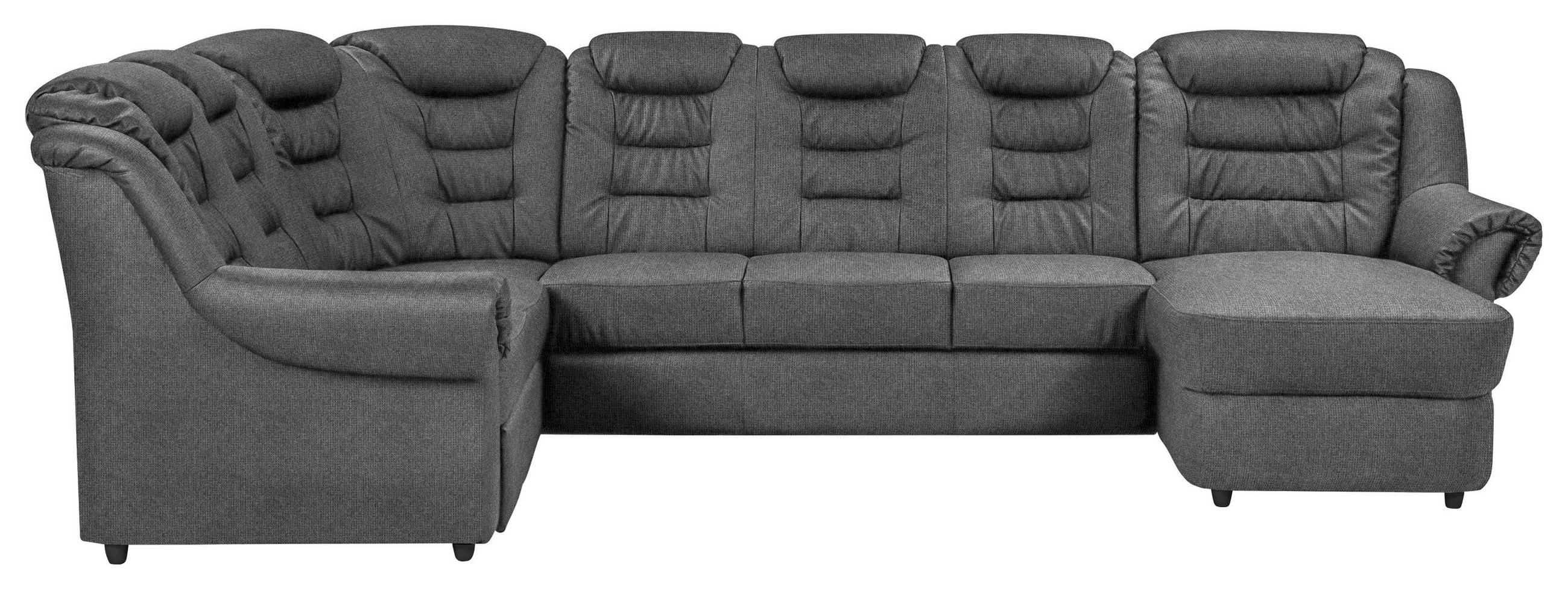 WOHNLANDSCHAFT in Chenille Dunkelgrau - Dunkelgrau/Schwarz, Konventionell, Kunststoff/Textil (216/333/165cm) - Livetastic