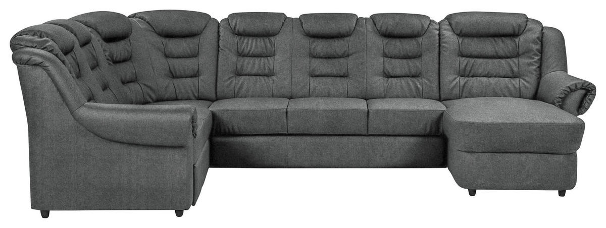 WOHNLANDSCHAFT Dunkelgrau Chenille  - Dunkelgrau/Schwarz, KONVENTIONELL, Kunststoff/Textil (216/333/165cm) - Livetastic