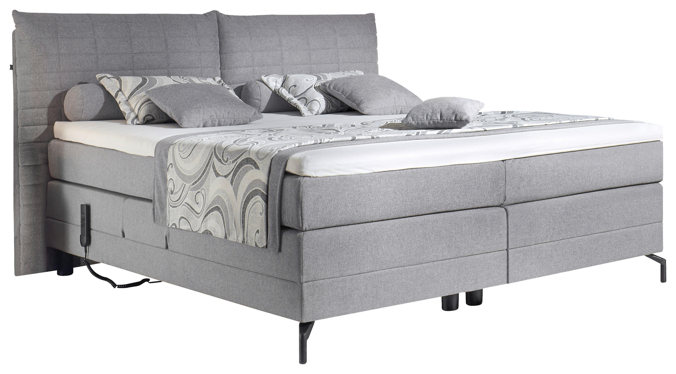 BOXSPRINGBETT 180/200 cm  in Hellgrau  - Hellgrau/Schwarz, KONVENTIONELL, Textil/Metall (180/200cm) - Esposa