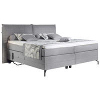 BOXSPRINGBETT 180/200 cm  in Hellgrau  - Hellgrau/Schwarz, KONVENTIONELL, Textil/Metall (180/200cm) - Esposa