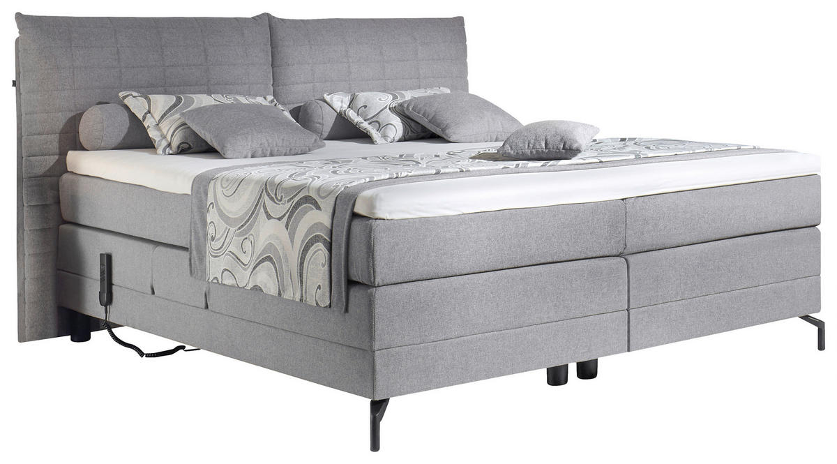 BOXSPRINGBETT 180/200 cm  in Hellgrau  - Hellgrau/Schwarz, KONVENTIONELL, Textil/Metall (180/200cm) - Esposa