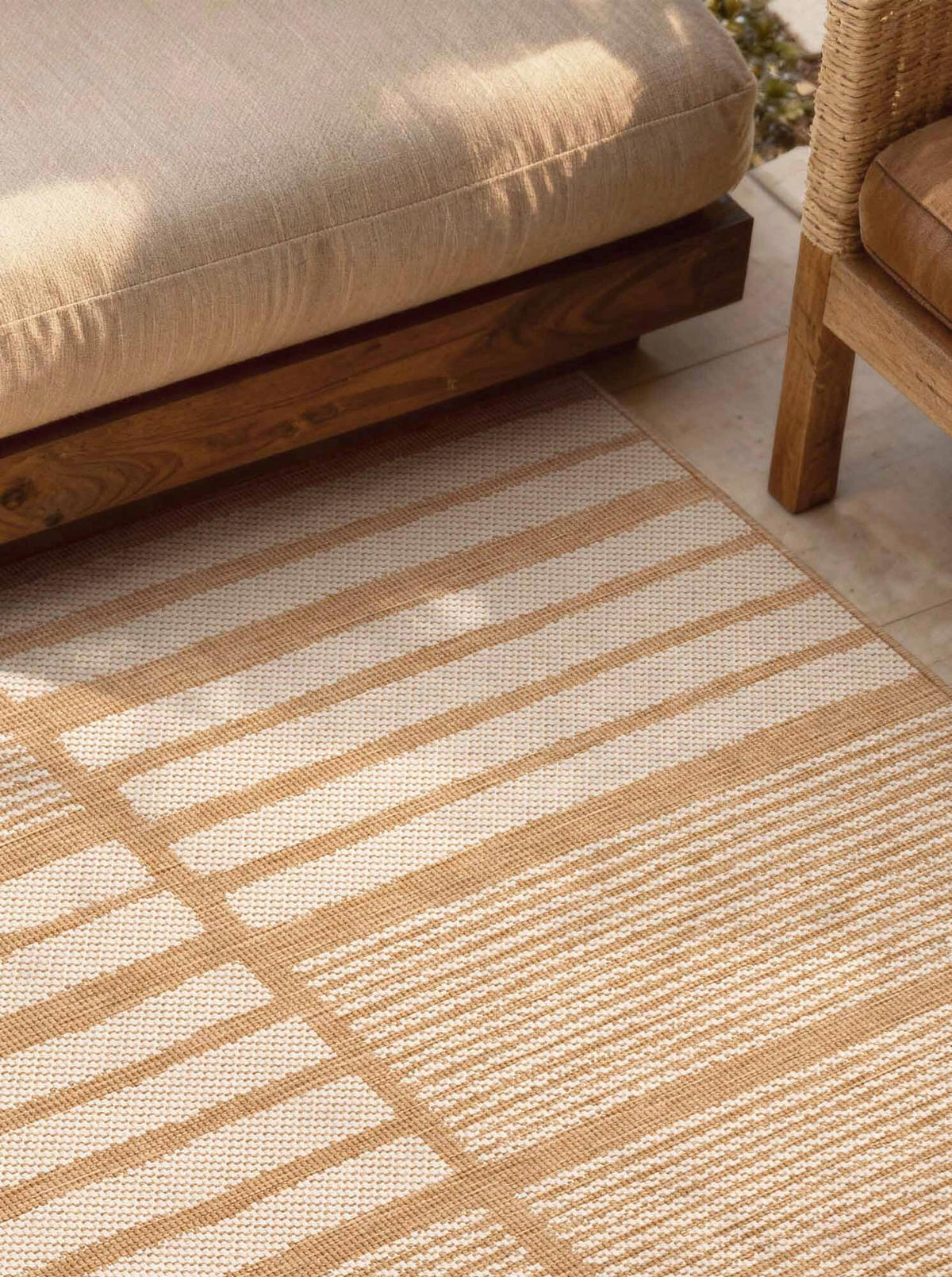 FLACHWEBETEPPICH 200/300 cm Haringey Weiß, Sandfarben rechteckig  - Sandfarben/Weiß, Design, Kunststoff (200/300cm)