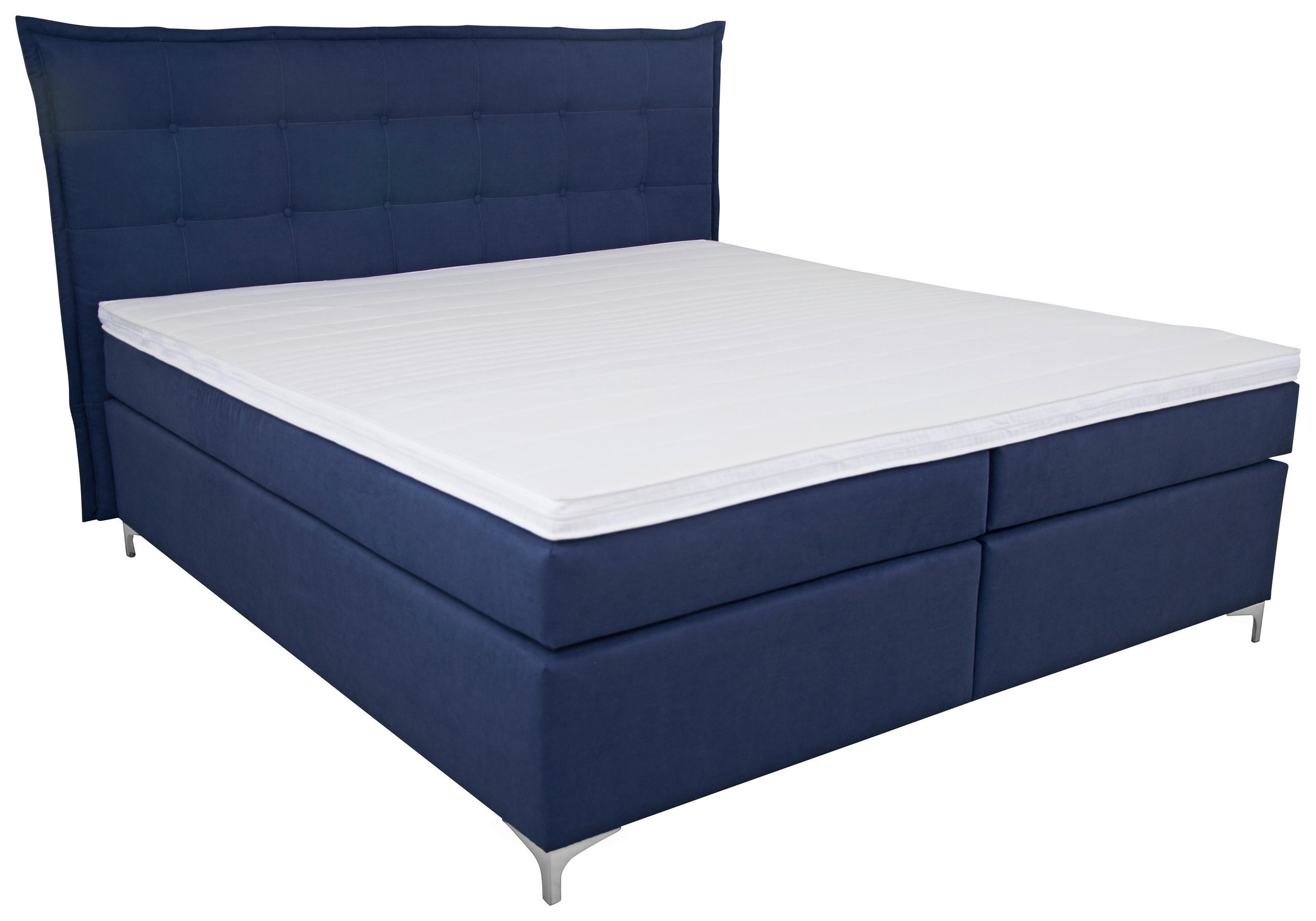 Boxspringbett Mit Topper 180x200 Blau Fabio