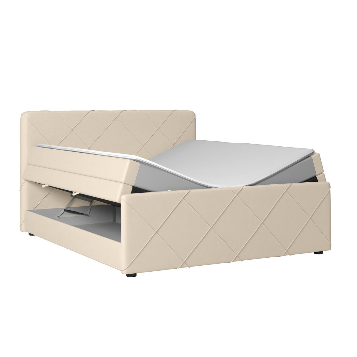 BOXSPRINGBETT 180/200 cm  in Weiss  - Weiss/Schwarz, Modern, Holzwerkstoff/Kunststoff (180/200cm) - MID.YOU