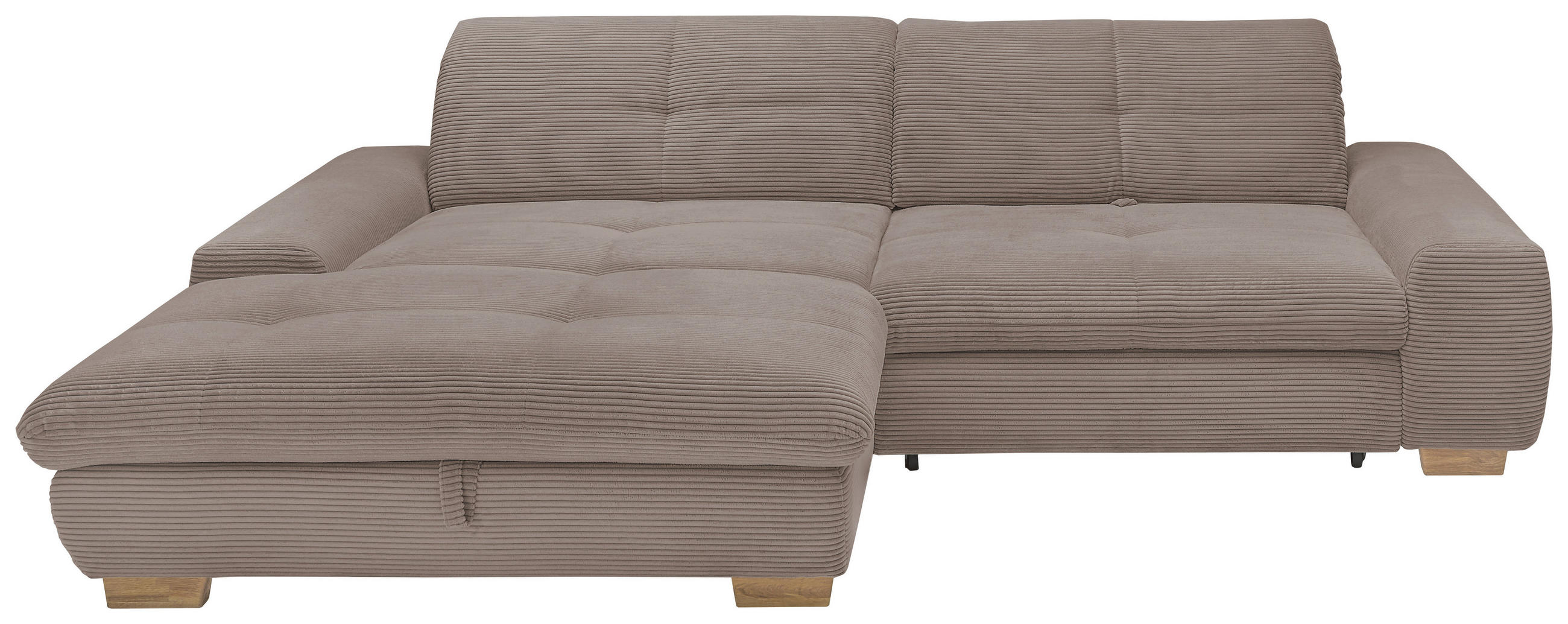 ECKSOFA Greige Cord  - Greige/Eichefarben, Design, Holz/Textil (198/276cm) - SetOne by Musterring