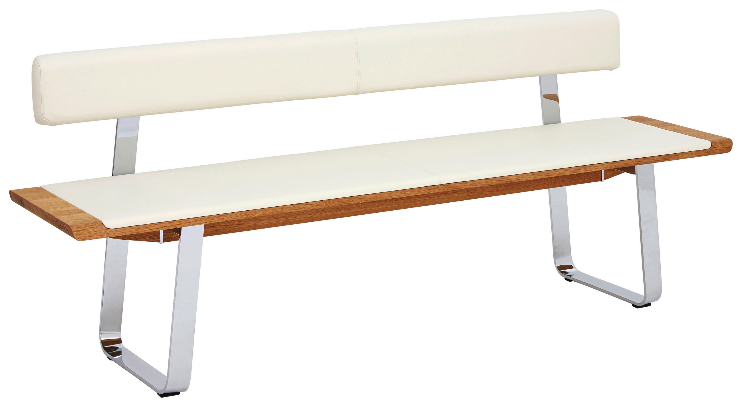 SITZBANK 200/80/52 cm  in Weiß, Eichefarben  - Eichefarben/Weiß, Design, Leder/Holz (200/80/52cm) - Team 7