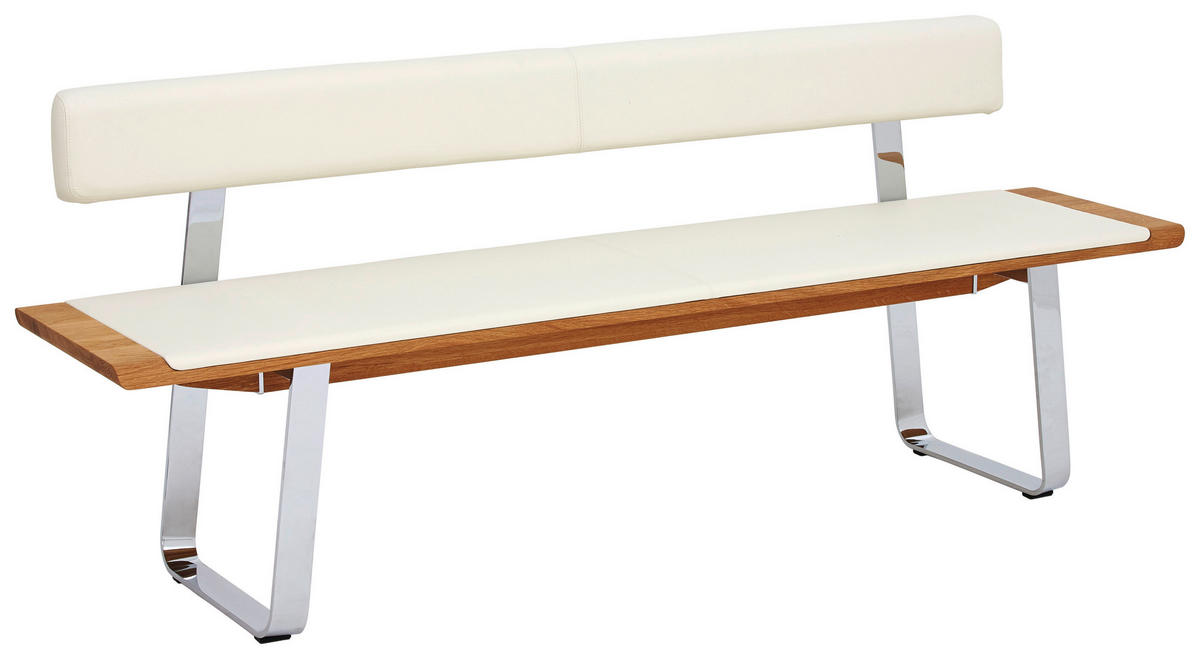 SITZBANK 200/80/52 cm  in Weiß, Eichefarben  - Eichefarben/Weiß, Design, Leder/Holz (200/80/52cm) - Team 7