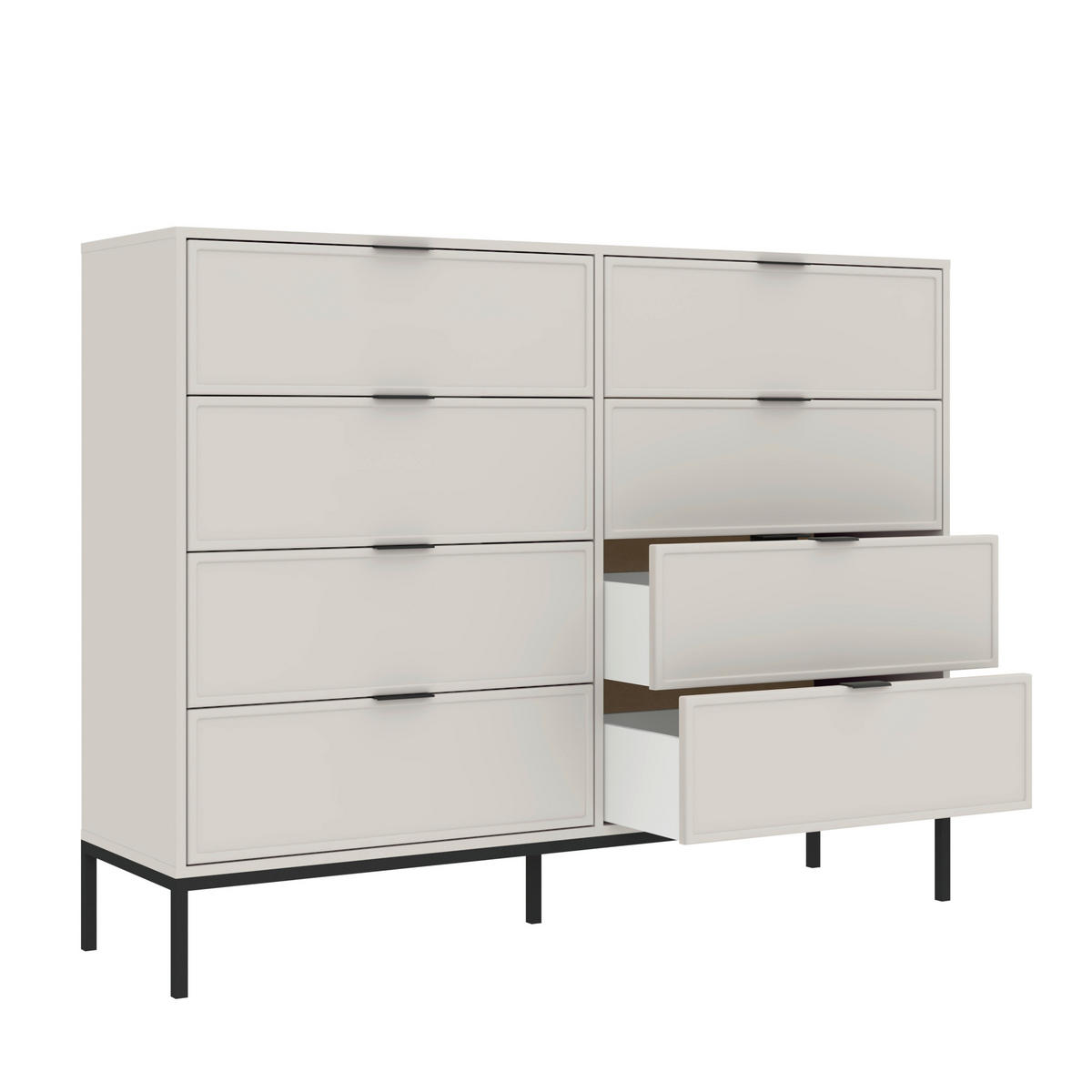 KOMMODE Deco, 150/116/40 cm, 8 Schublade(n)  - Kaschmir/Schwarz, Design, Holzwerkstoff/Metall (150/116/40cm) - MID.YOU