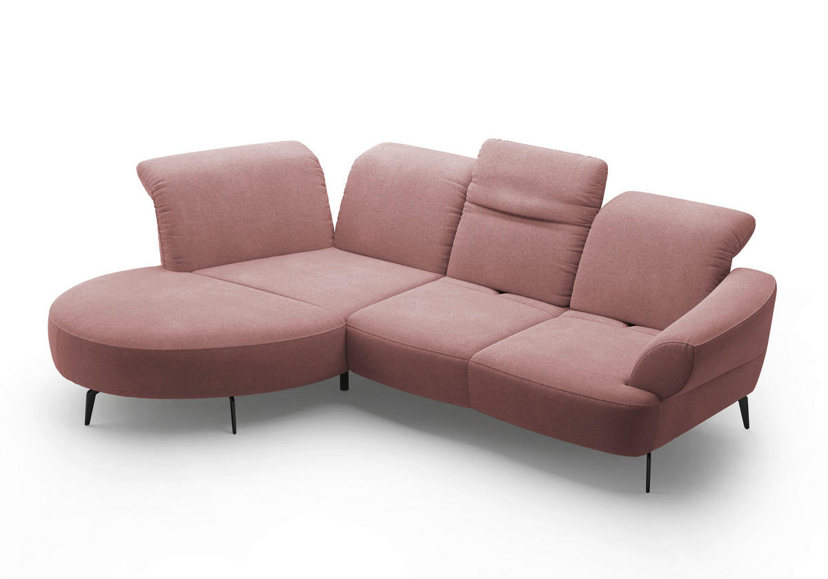 ECKSOFA in Mikrofaser Altrosa  - Schwarz/Altrosa, Modern, Textil/Metall (208/313cm) - Sit & More