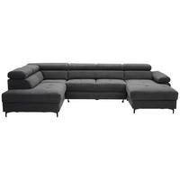 WOHNLANDSCHAFT in Flachgewebe Graphitfarben  - Schwarz/Graphitfarben, Modern, Textil/Metall (206/333/180cm) - Stylife