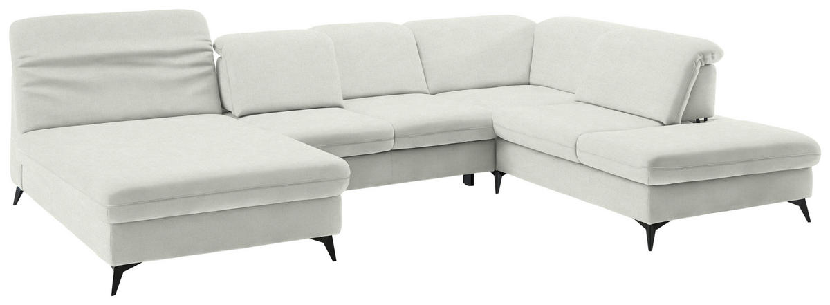 WOHNLANDSCHAFT  in Chenille Naturfarben  - Schwarz/Naturfarben, Design, Textil/Metall (198/369/255cm) - Beldomo Style