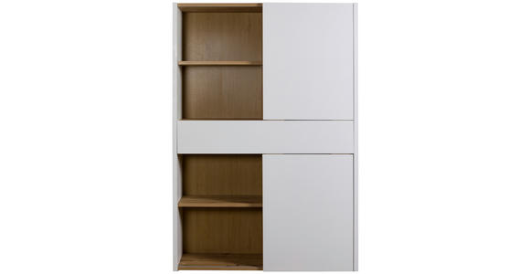 AKTENREGAL Eiche Artisan, Weiß Hochglanz - Weiß Hochglanz/Eiche Artisan, Design, Holzwerkstoff (120/195/35,6cm) - Carryhome