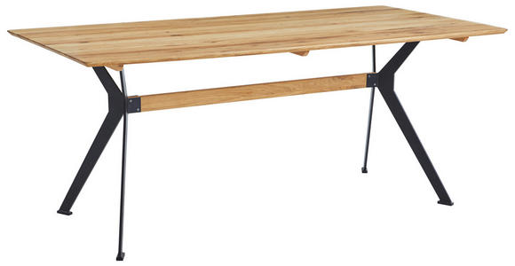 ESSTISCH in Holz 160/90/75 cm - Wildeiche/Schwarz, Natur, Holz/Metall (160/90/75cm) - Carryhome