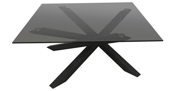 COUCHTISCH Rauchglas 90/90/38 cm quadratisch Grau, Schwarz - Schwarz/Grau, Design, Glas/Metall (90/90/38cm) - Carryhome