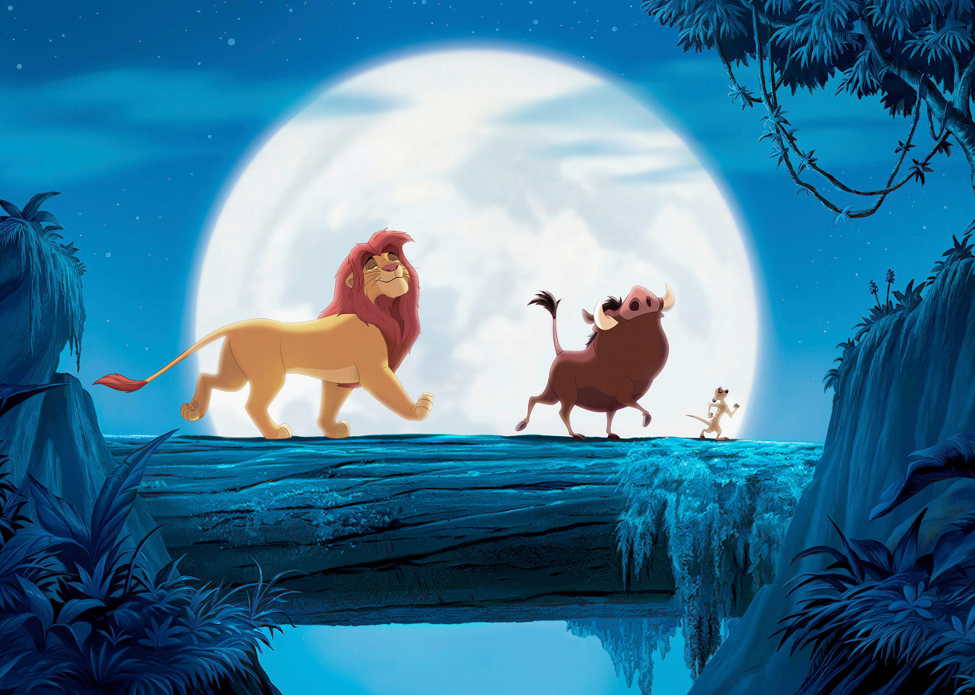 FOTOTAPETE THE LION KING MOON WALK  - Blau, Design, Textil (350/250cm) - Disney