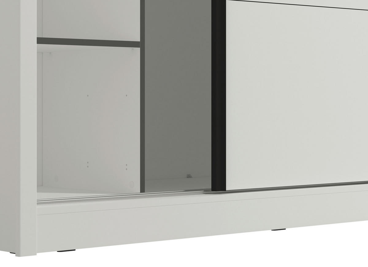 SCHIEBETÜRENSCHRANK 251/215,5/60 cm 2-türig Weiß  - Schwarz/Weiß, MODERN, Holzwerkstoff/Metall (251/215,5/60cm) - MID.YOU