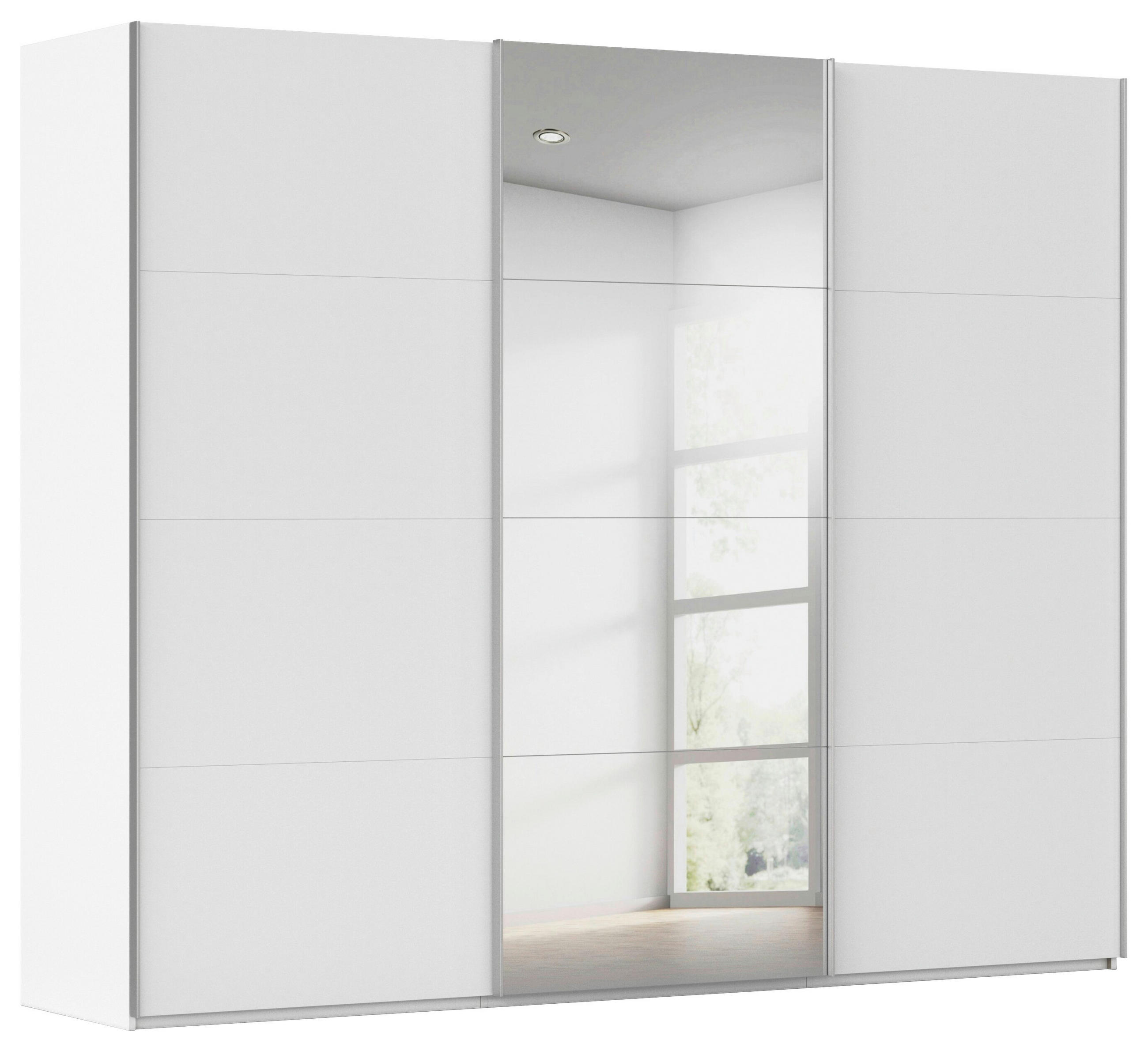 SCHWEBETÜRENSCHRANK 271/236/68 cm 3-türig Weiß  - Alufarben/Weiß, Basics, Glas/Holzwerkstoff (271/236/68cm) - Novel