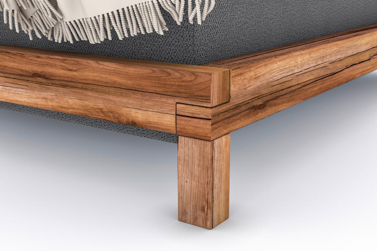 BOXSPRINGBETT 180/200 cm  in Anthrazit  - Anthrazit/Buchefarben, Natur, Holz/Textil (180/200cm) - Livetastic